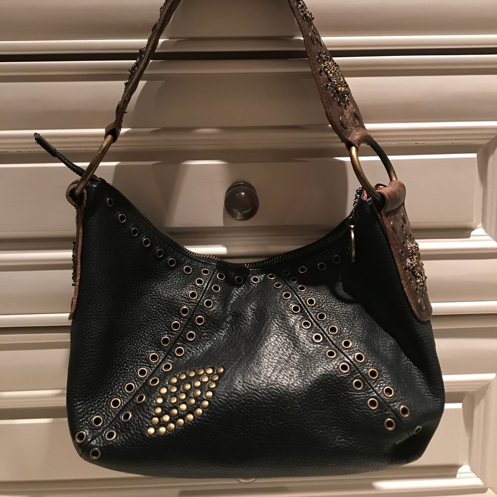 Betsy Johnson black leather purse